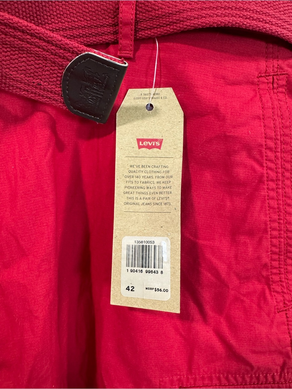 NWT Levis Red Snap Cargo Short - Picture 2 of 6